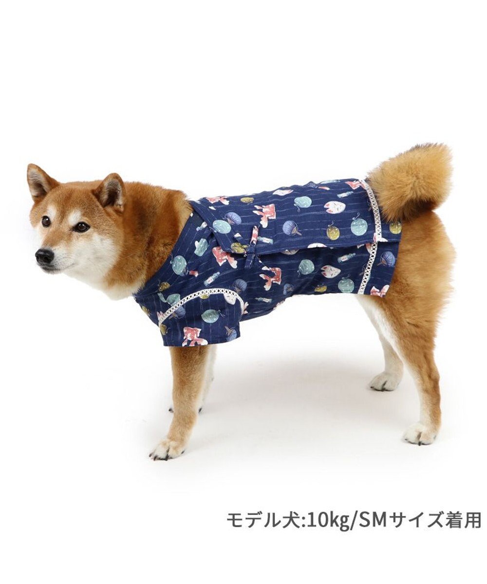 ペットパラダイス 接触冷感 背中開き 甚平 《縁日柄》 中型犬