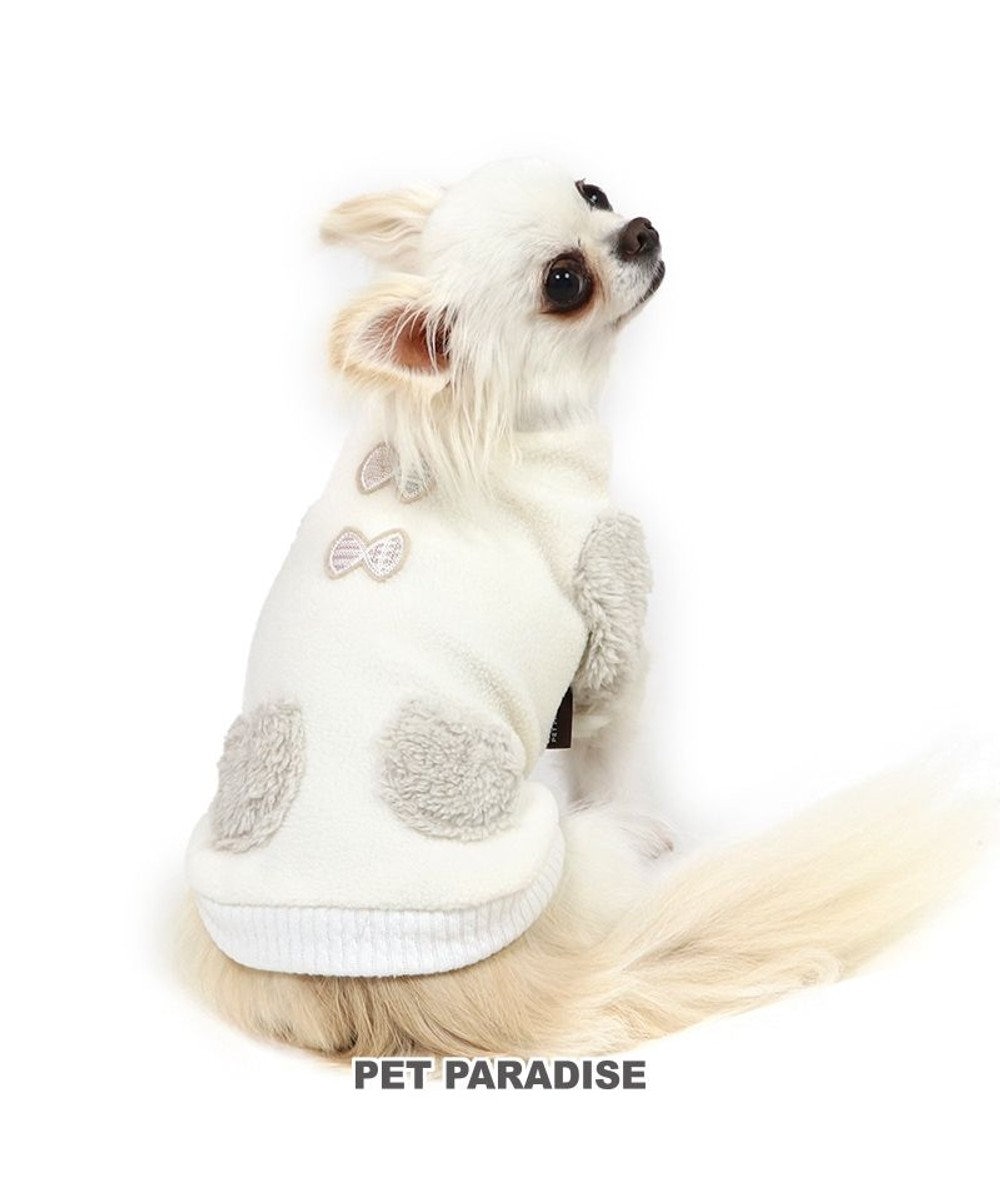 PET PARADISE 犬 服 フリース トレーナー 【小型犬】 ワンダフルストレッチ りぼん刺繍 -