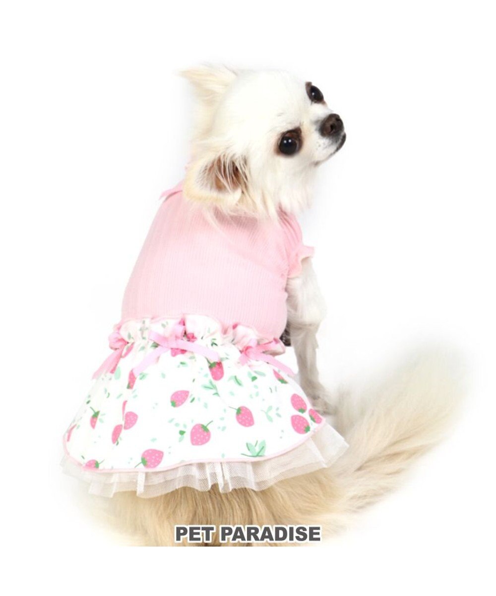 PET PARADISE 犬 服 夏服 ワンピース 〔小型犬〕 苺 桃 ペットウエア ペットウェア ドッグウエア ドッグウェア ベビー 超小型犬 小型犬 ピンク（淡）