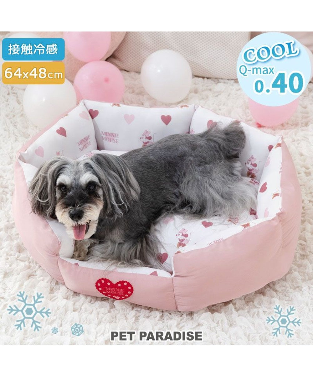 PET PARADISE ディズニー ミニーマウス クールカドラー 《ハート柄》 Ｍ ホワイト×ピンク