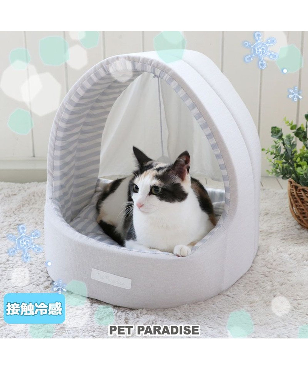 PET PARADISE 猫 ハウス クール 夏 接触冷感 ひんやり ねこハウス (40×35cm) 水色