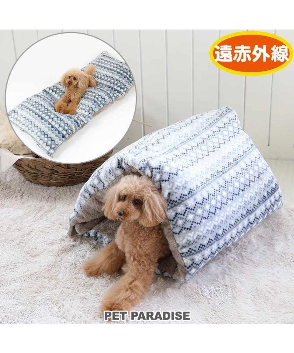 PET PARADISE 犬 クッション 遠赤外線 ２ｗａｙ クッション (140×55cm) 犬 猫 ベッド マット 小型犬 介護 おしゃれ かわいい ふわふわ あごのせ 水色