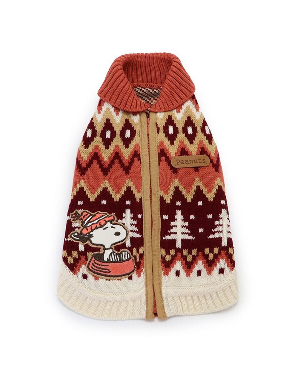 PET PARADISE スヌーピー 背中開き ニット雪遊び柄 《レッド》 中型犬 大型犬 