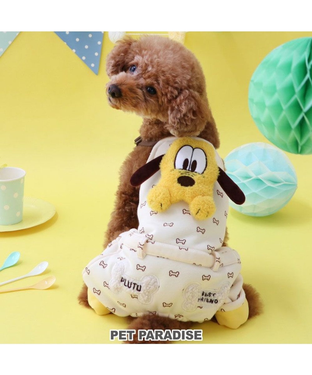 PET PARADISE ディズニー プルート 顔 オーバーオール  小型犬 ベージュ