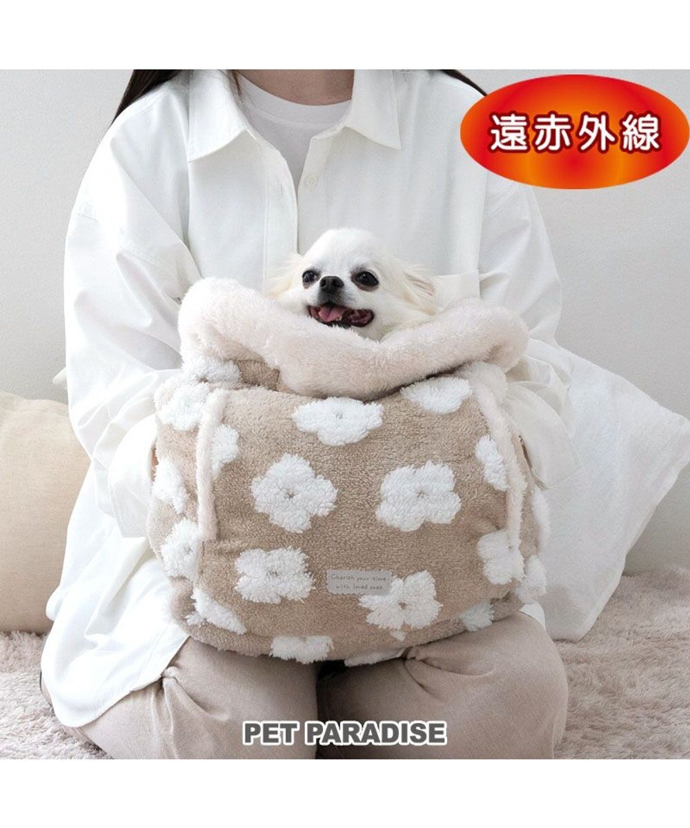 PET PARADISE ペットパラダイス 遠赤外線 ボア 犬たんぽ 《お花柄》S ベージュ