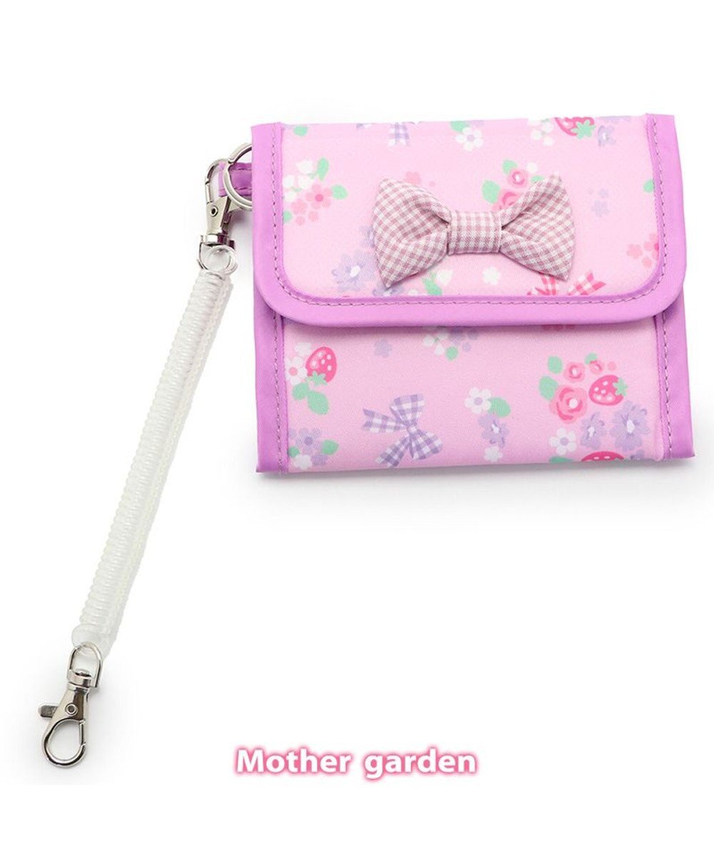 Mother garden マザーガーデン 野いちご 折畳み財布 ストラップ付き ピンク（淡）