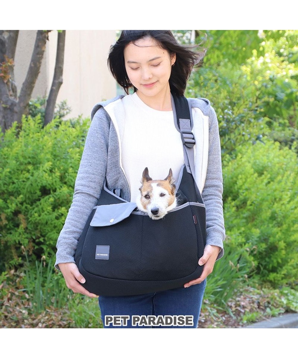 PET PARADISE ソフト メッシュスリング キャリーバッグ 【小型犬】 ブラック / ホワイト ブラック