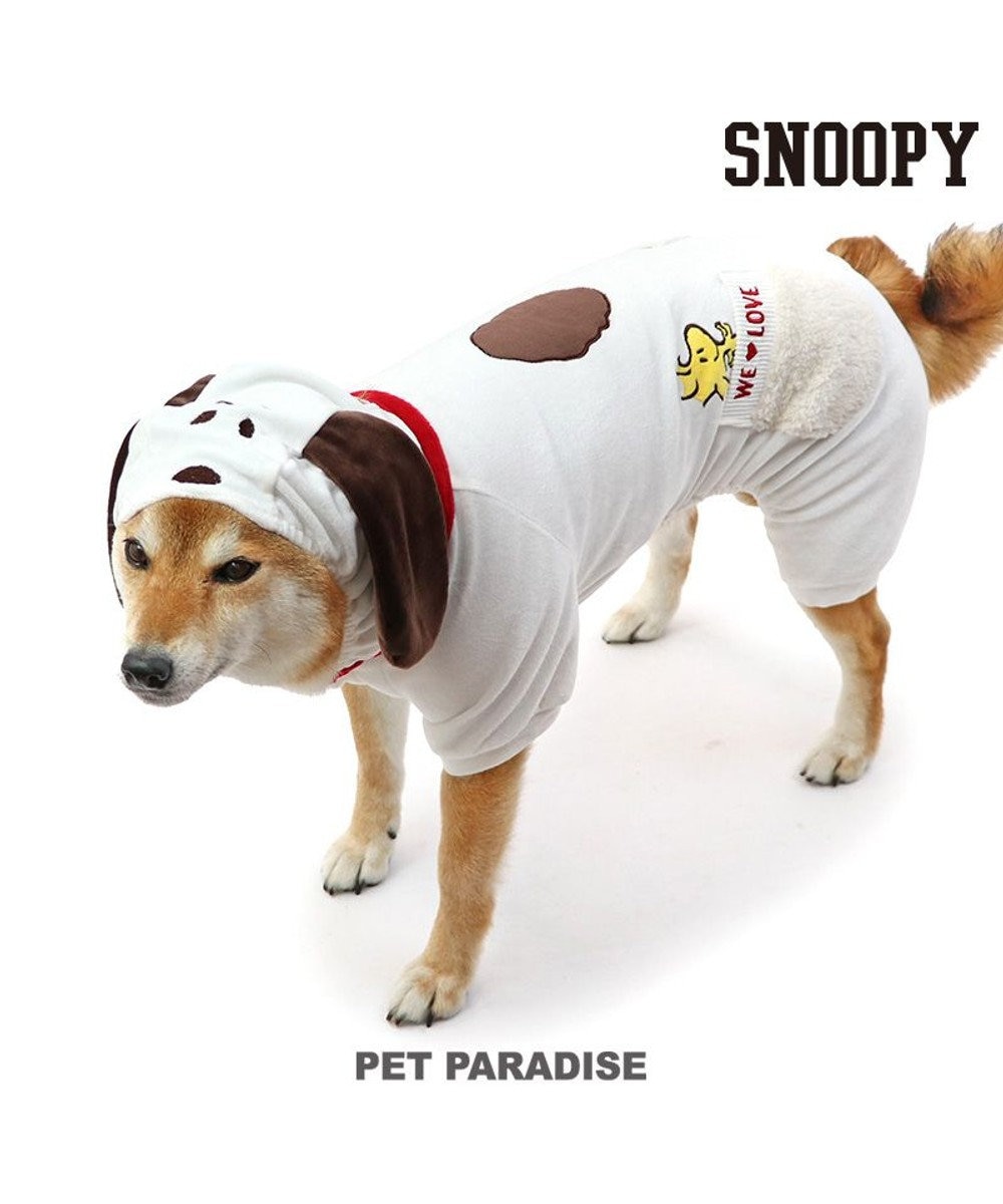 PET PARADISE スヌーピー なりきり ベロア ロンパース 【中型犬】 白~オフホワイト