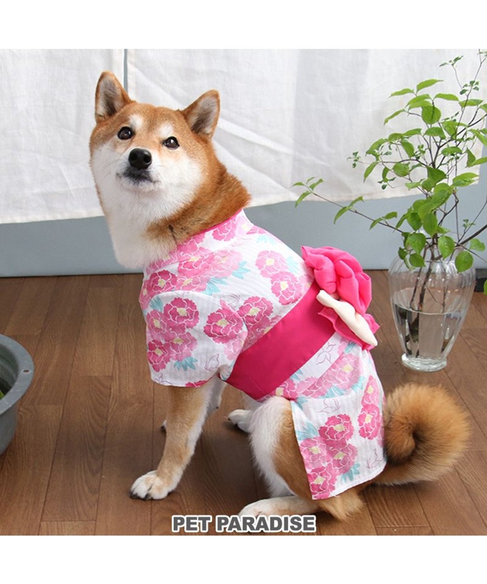 PET PARADISE 犬の服 夏 犬服 浴衣牡丹柄 ピンク  【中型犬】 【大型犬】 ピンク（淡）