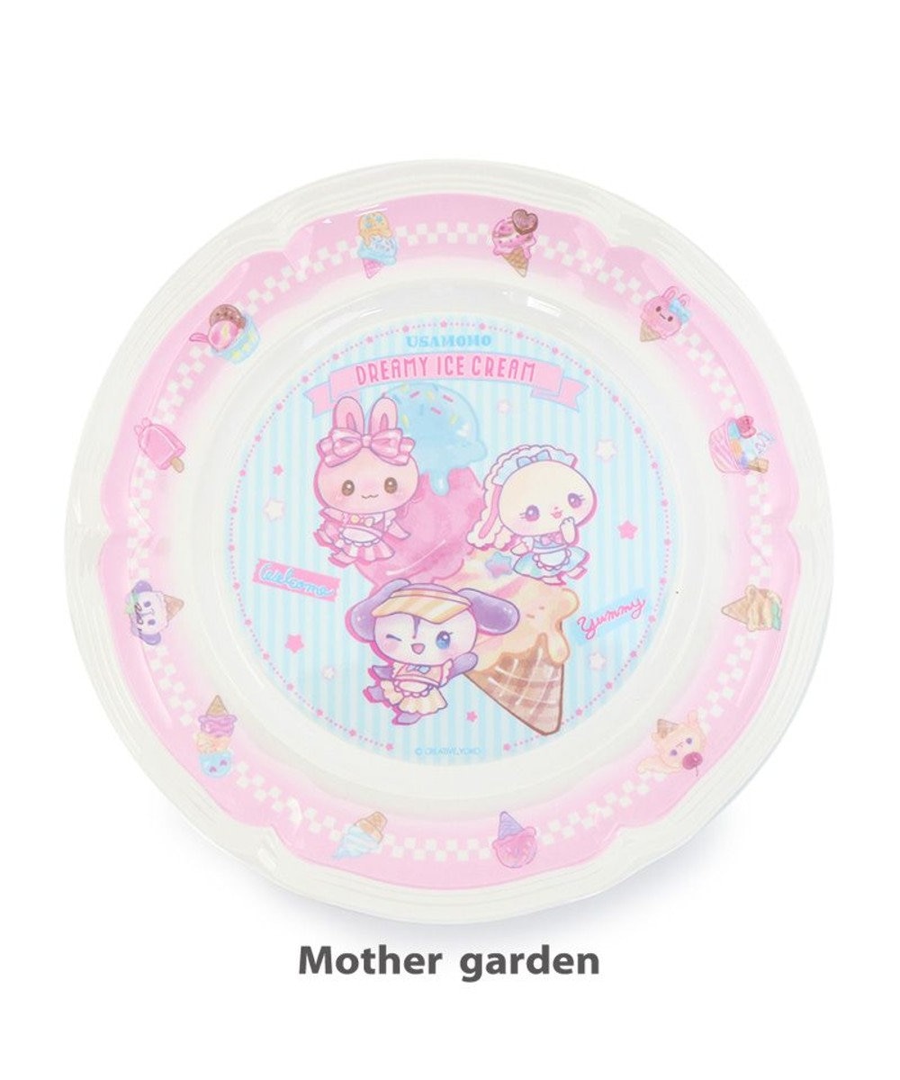 Mother garden マザーガーデン うさもも メラミン食器 ラウンドプレート 《アイス柄》 マルチカラー