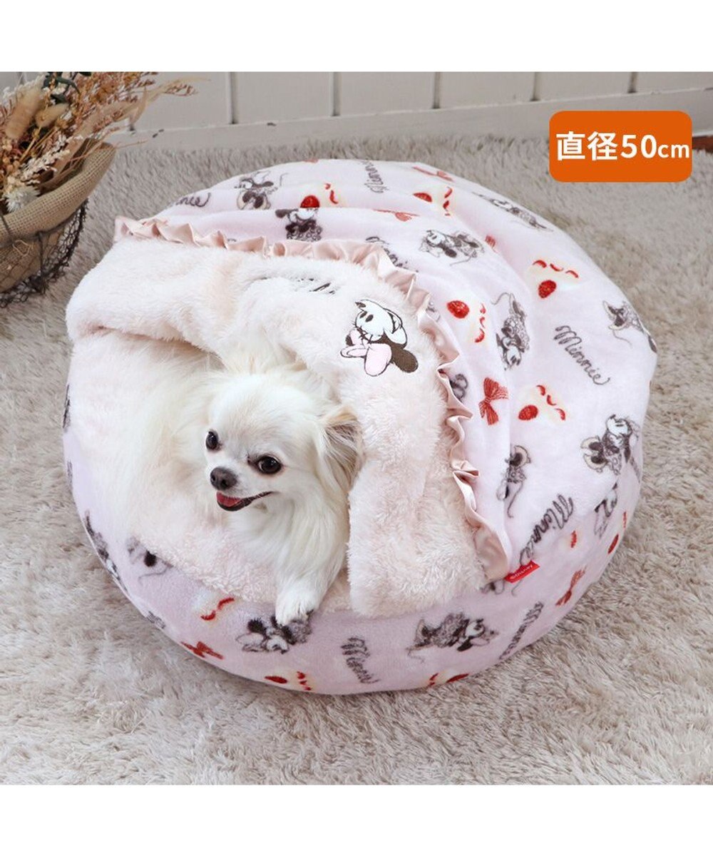 PET PARADISE ディズニー ミニーマウス 丸形寝袋 遠赤外線 《ケーキ柄》 50cm 