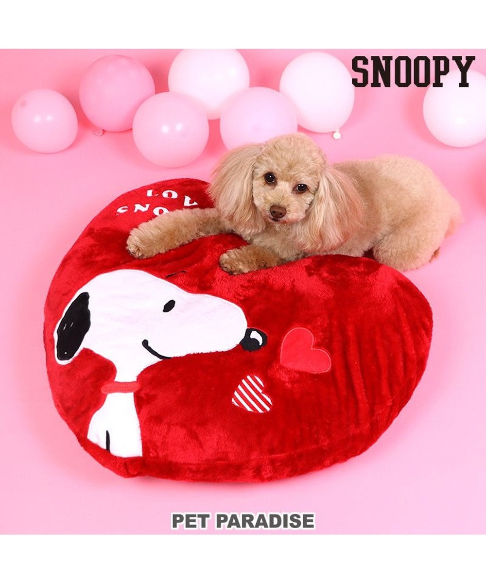 PET PARADISE スヌーピー クッション ベッド 《ハート ボア》  60×48cm 赤