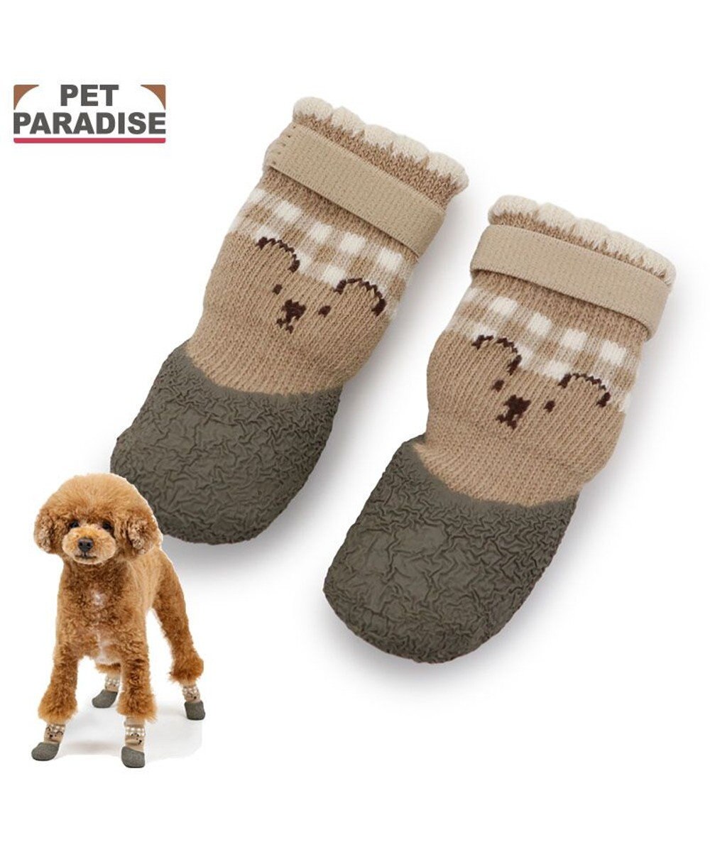 PET PARADISE ペットパラダイス くまちゃん フィット靴 ＳＳ ベージュ×カーキ