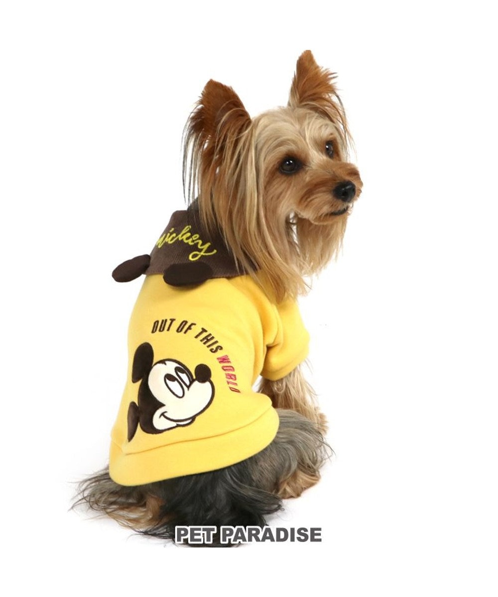 PET PARADISE 犬 服 ディズニー ミッキーマウス トレーナー 【小型犬】 耳付き襟 黄