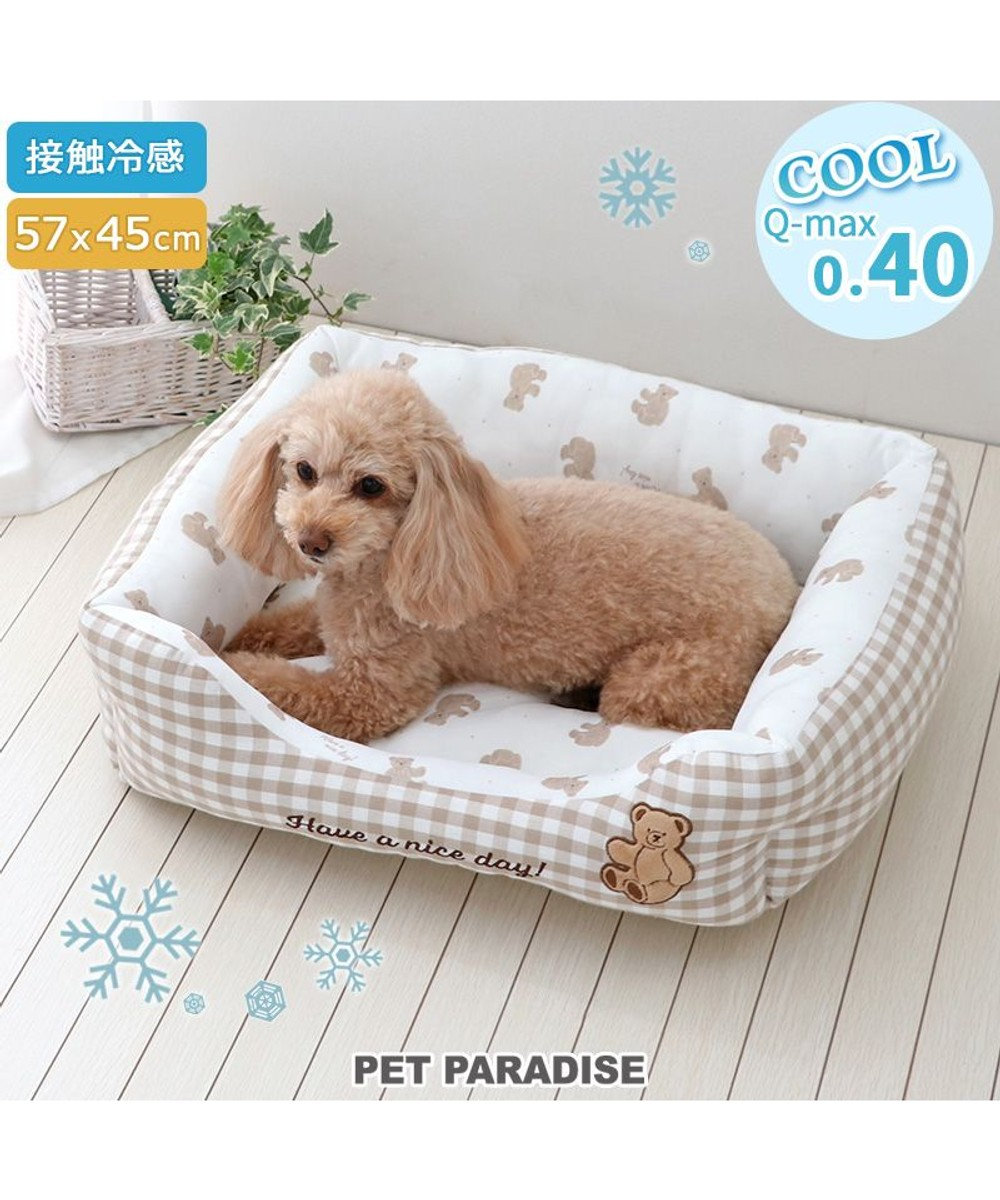 PET PARADISE ペットパラダイス  クール 四角カドラー 《くまチェック柄》 中型犬