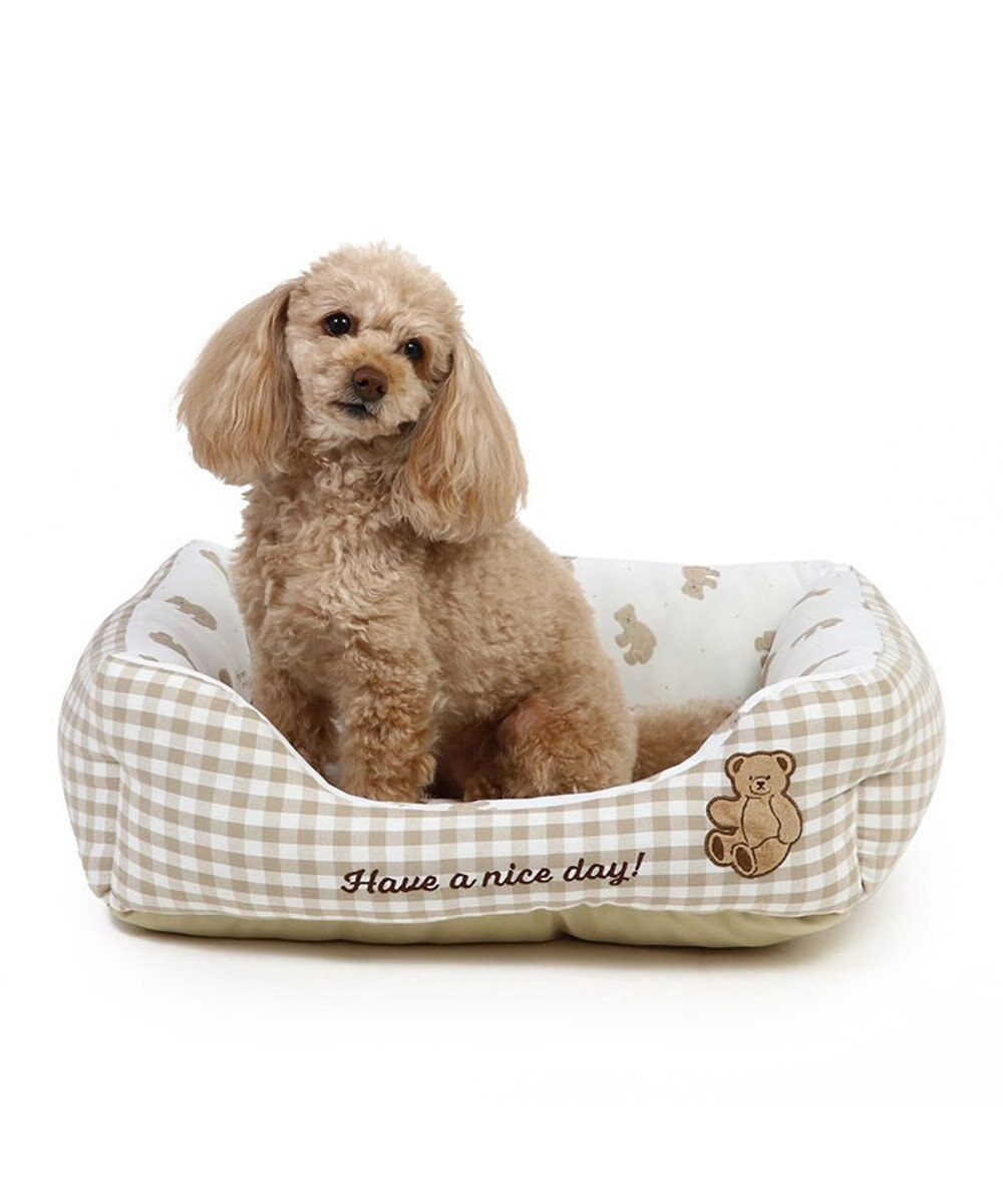PET PARADISE ペットパラダイス  クール 四角カドラー 《くまチェック柄》 中型犬