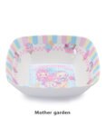 Mother garden マザーガーデン うさもも メラミン食器 スクエアボール 《アイス柄》 単品 食洗機可 子供用食器 メラミン製 四角 お皿 プレート キッズ 女の子 かわいい 食器