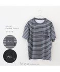 Mother garden しろたん ポケット付き Tシャツ 半袖 《ボーダー柄/黒色》 レディース メンズ ユニセックス