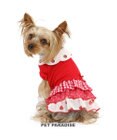 PET PARADISE ペットパラダイス 苺刺繍 ワンピース  スカラップカラー 《レッド》 小型犬