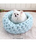 PET PARADISE 編み カドラー ベッド 大 (50cm) 《ピンク/ グレー /ブルー/ マスタード》