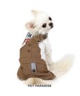 PET PARADISE 犬の服 犬 パンツ つなぎ 【小型犬】 2way  ブラウン  /  ホワイト