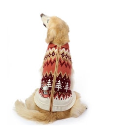 PET PARADISE スヌーピー 背中開き ニット雪遊び柄 《レッド》 中型犬 大型犬