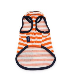 PET PARADISE 犬の服 春夏 ひんやり クール メッシュ 接触冷感 虫除け  J.PRESS カレッジ  Tシャツ 【小型犬】ネイビー オレンジ クールマックスエコメイド