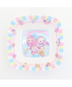 Mother garden マザーガーデン うさもも メラミン食器 スクエアボール 《アイス柄》 単品 食洗機可 子供用食器 メラミン製 四角 お皿 プレート キッズ 女の子 かわいい 食器