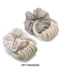 PET PARADISE ペットパラダイス 引っ張り シュシュ トイ  《 花柄 / ドット柄 》