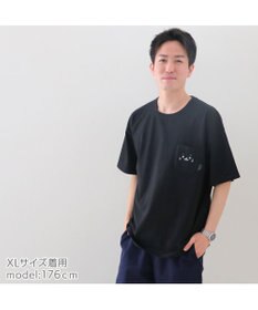 Black＆Whiteフレア半袖 黒白パターン 和柄 ロングTシャツⅡ＜花うさぎ/黒白＞ | 京友禅アロハシャツ