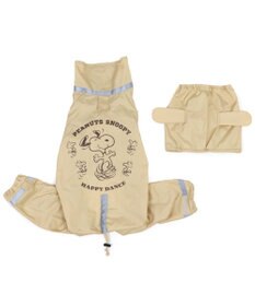 PET PARADISE スヌーピー  足付 レインコート　スヌード付き《ハッピーダンス柄》 小型犬