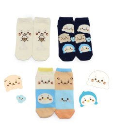 Mother garden しろたん スニーカー丈ソックス 3足セット 21～24cm 《顔ぼんアイス/お友達カラフル/お友達フェイス》