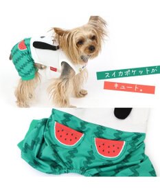 PET PARADISE 犬の服 春夏 ひんやり クール 接触冷感 虫よけ スヌーピー スイカ柄 パンツ つなぎ 【小型犬】