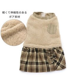 PET PARADISE 犬 服 ワンピース 【小型犬】 チェック ブラウン