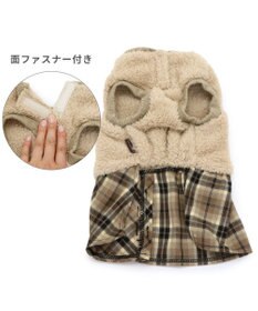 PET PARADISE 犬 服 ワンピース 【小型犬】 チェック ブラウン