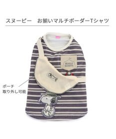 PET PARADISE スヌーピー お揃いTシャツ マルチボーダー 《グレー》 中型犬 大型犬