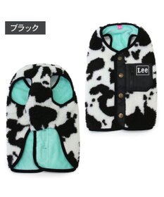 PET PARADISE Lee 牛柄 背中開きボアベスト 《 白黒》 中型犬 大型犬