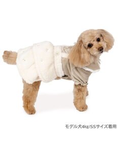 PET PARADISE ペットパラダイス ボア スカートつなぎ 《花刺繍》 小型犬