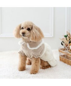 PET PARADISE ペットパラダイス ボア スカートつなぎ 《花刺繍》 小型犬