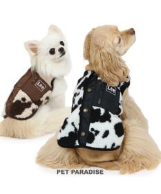 PET PARADISE Lee 牛柄 背中開きボアベスト 《 白黒》 中型犬 大型犬