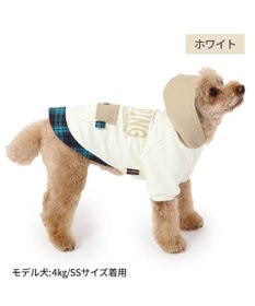 PET PARADISE ペットパラダイス パーカー ホワイト チェック フード ポケット付き 小型犬