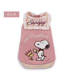 PET PARADISE スヌーピー チェック襟 トレーナー 《ピンク》  小型犬