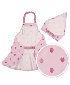 Mother garden マザーガーデン 野いちご キッズエプロン & 三角巾 セット 《レトロストロベリー柄》 100～120cm