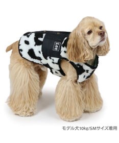 Lee 牛柄 背中開きボアベスト 《 白黒》 中型犬 大型犬 / PET