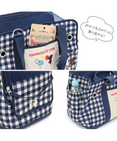 PET PARADISE リサとガスパール ギンガムキャリーバッグ 《紺》 M 小型犬 約4～8㎏