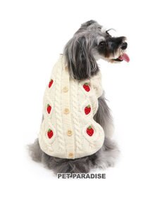 PET PARADISE ペットパラダイス アランニット 苺柄 《ホワイト》 小型犬