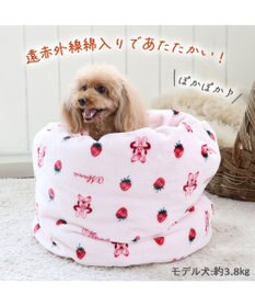 犬 ベッド 遠赤外線 ディズニー ミニーマウス 筒型 寝袋 カドラー　(42×70cm) 苺柄, ピンク（淡）, 未登録