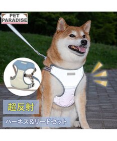 PET PARADISE ペットパラダイス 超反射 切り替え ハーネス＆リード Ｌ 《ブルーグリーン》