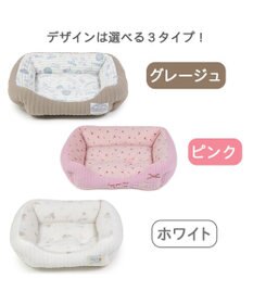 PET PARADISE 犬 ベッド キルト カドラーベッド (57×45cm) 《グレージュ/ ピンク /ホワイト》