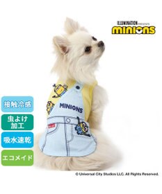 PET PARADISE 犬の服 春夏 ひんやり クール メッシュ 接触冷感 虫よけ ミニオン サロペット風 タンクトップ 【小型犬】 クールマックスエコメイド